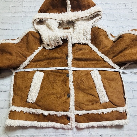 We the Free People Jacket Coat Vegan Exchange Shearling Hooded Biscuit Size M - Picture 12 of 13